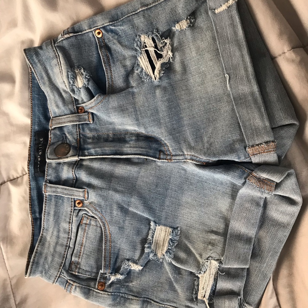 Light washed jean shorts